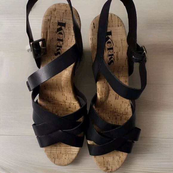 Korks Wood MIA Platform Clog Sandals Navy US 11 M Women - Picture 1 of 7